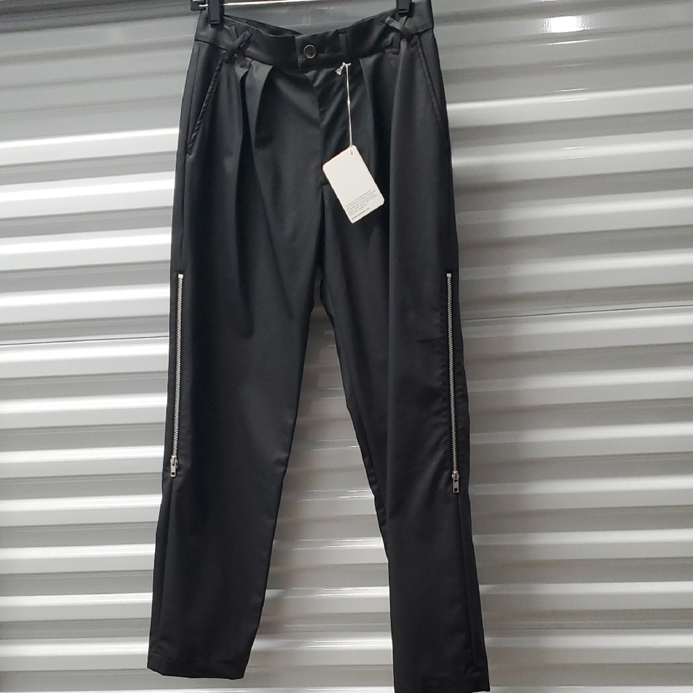 Nwt Julien Glossy Black Dress Pants with Tapered Fit